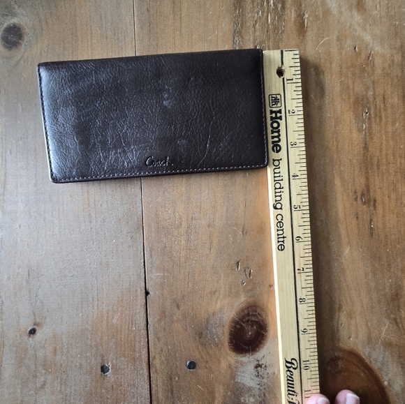 Coach Brown Leather Check Book Cover - Picture 9 of 10